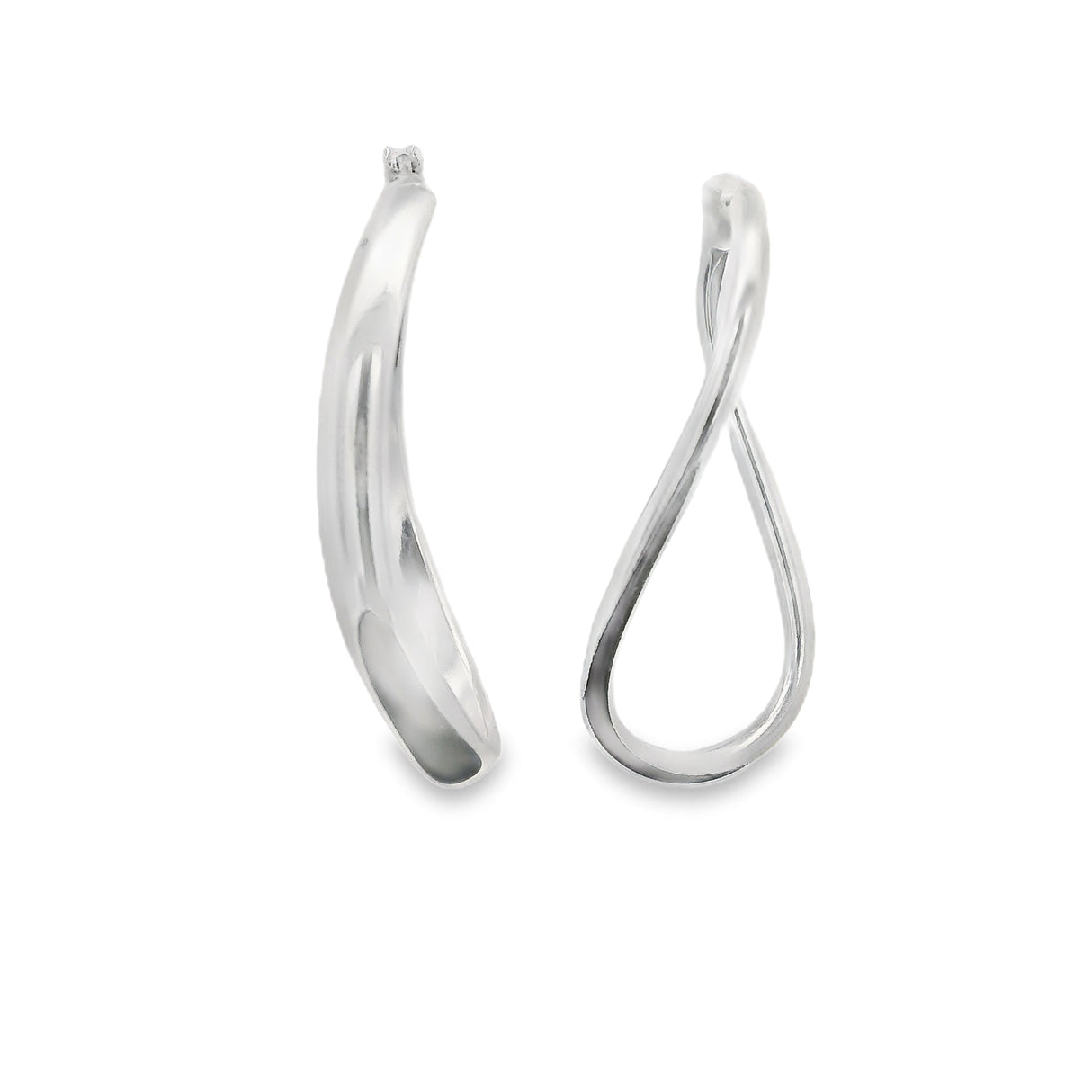 Sterling Silver Hoop Earrings - Hinged Fancy Shape
