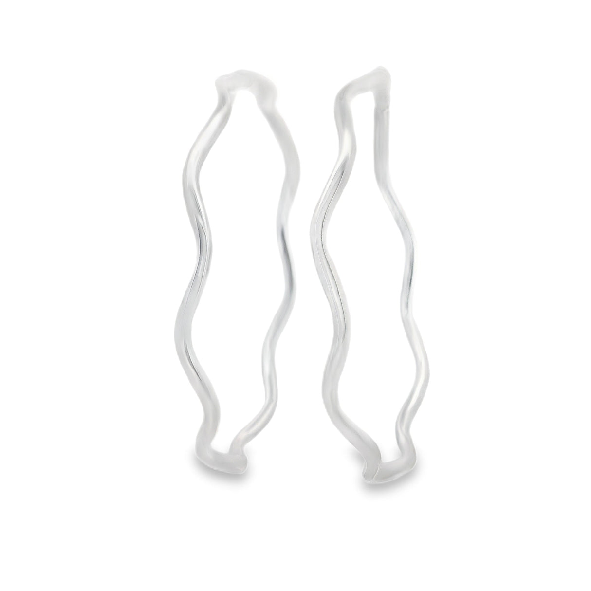 Sterling Silver Hoop Earrings - Wave with Click Top