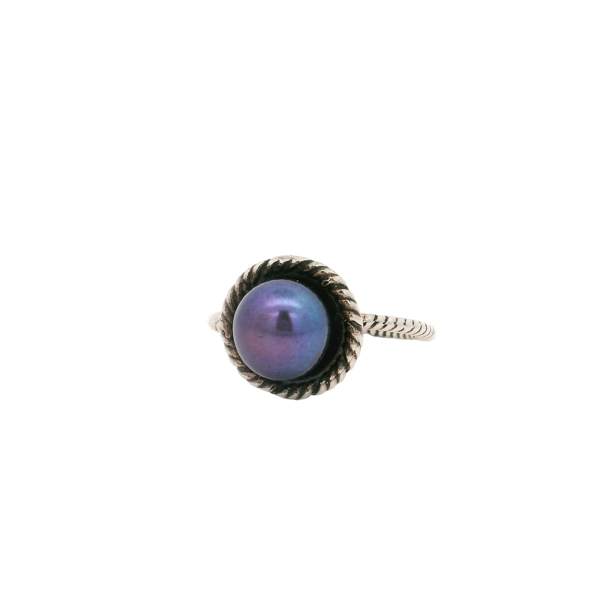 Tahitian Pearl Ring With Rope Bezel And Band Sz9