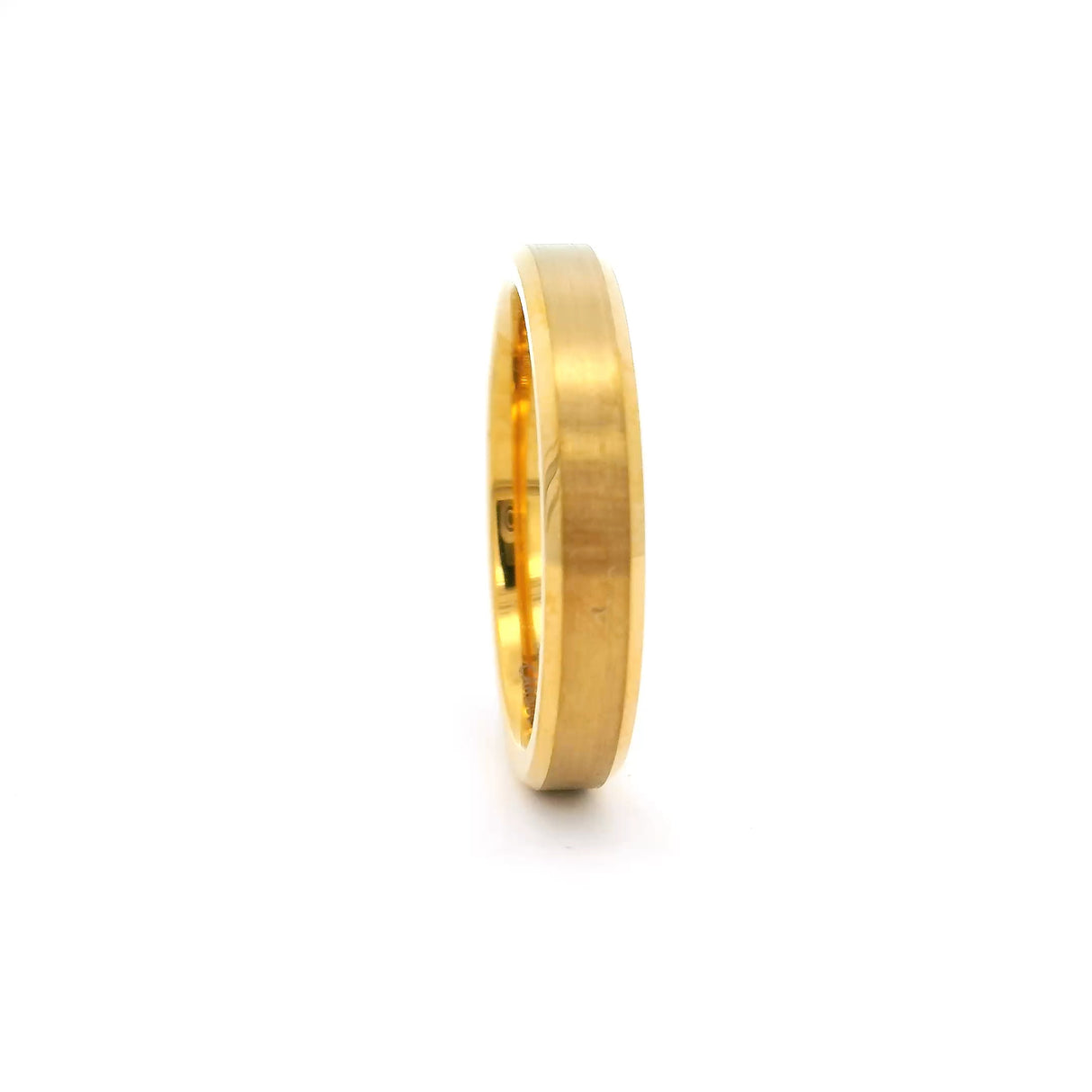 Tungsten Ring Gold With Shiny Beveled Edge 4mm s11