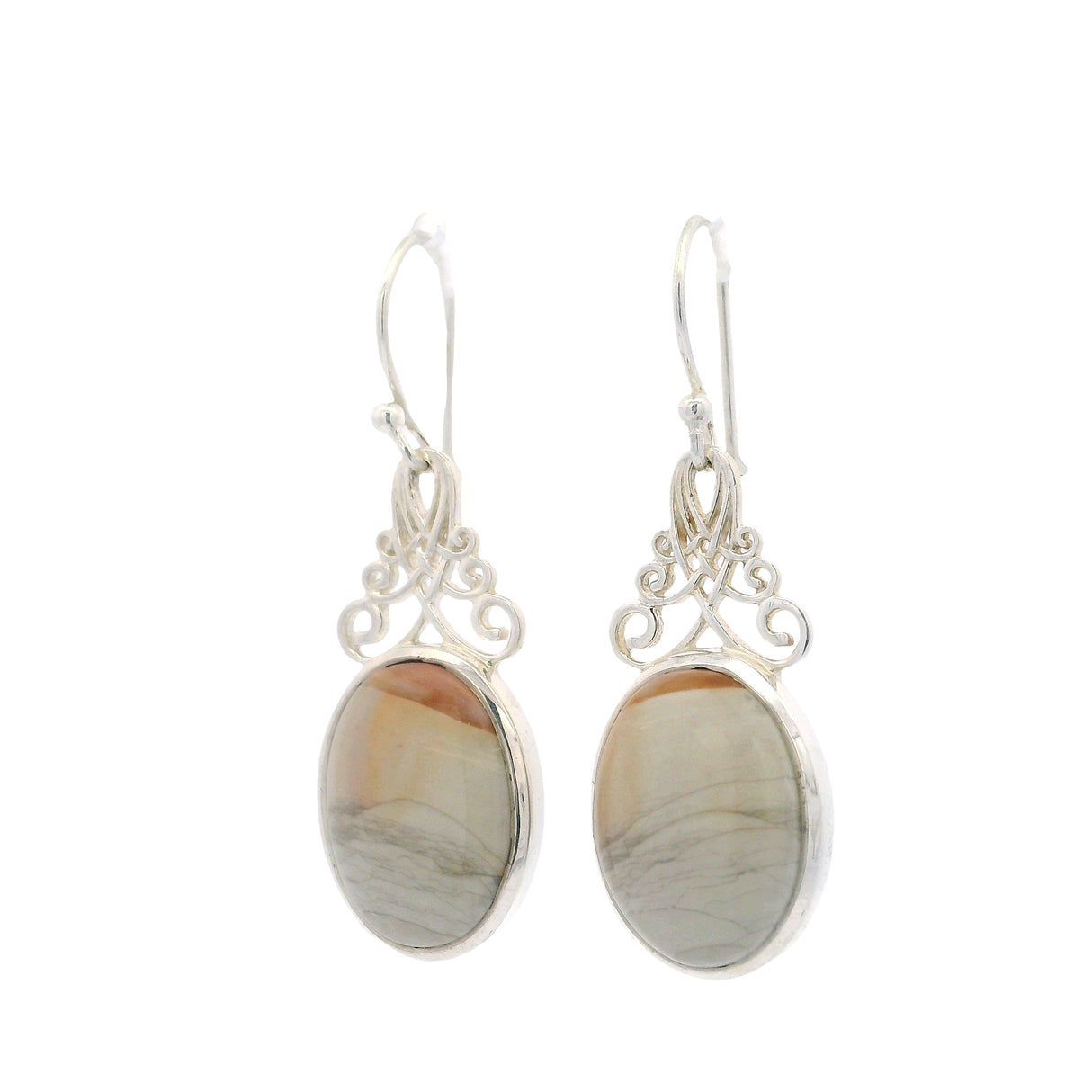 Willow Creek Jasper Earrings -Ovals With Scroll Top