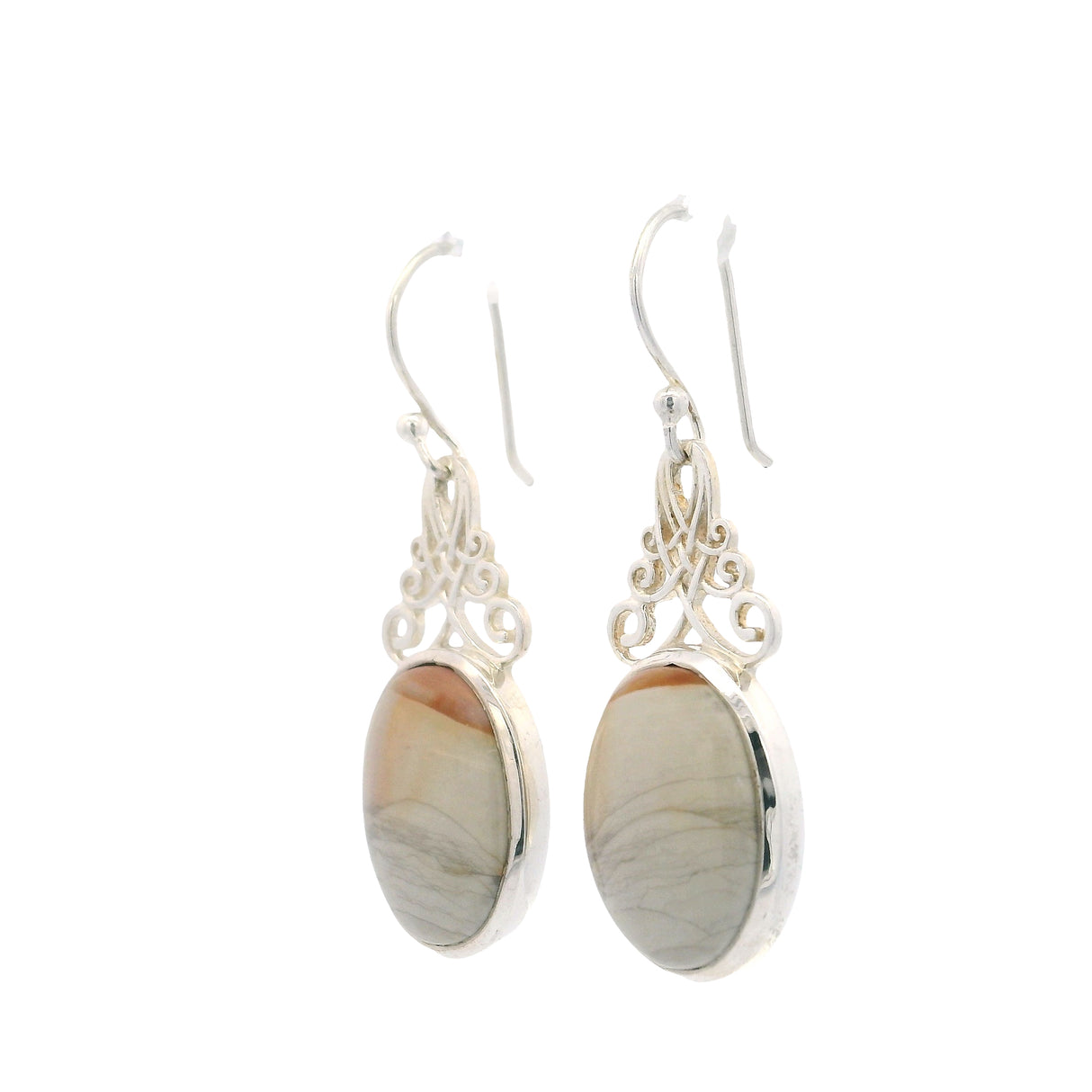 Willow Creek Jasper Earrings -Ovals With Scroll Top