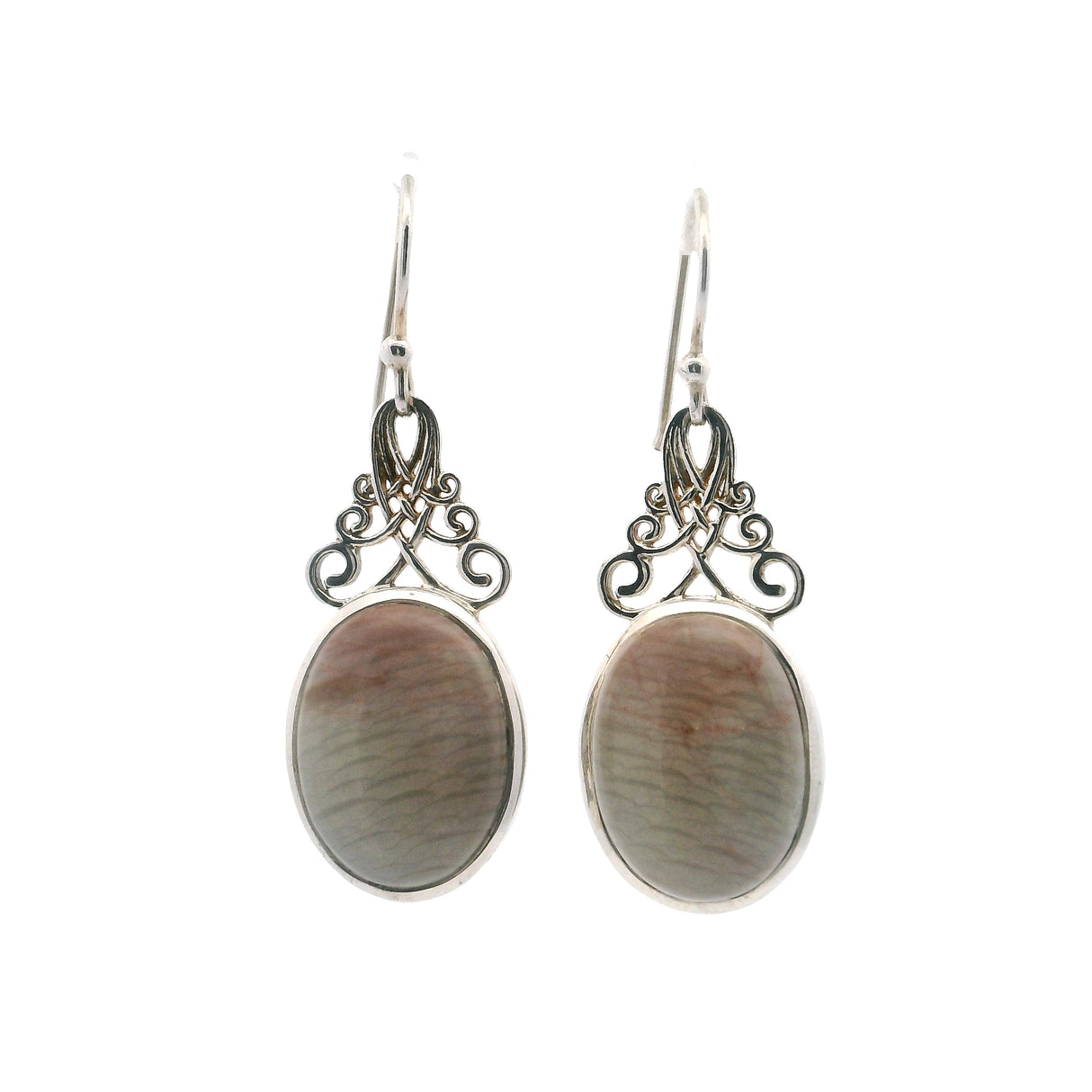 Willow Creek Jasper Earrings -Ovals With Scroll Top