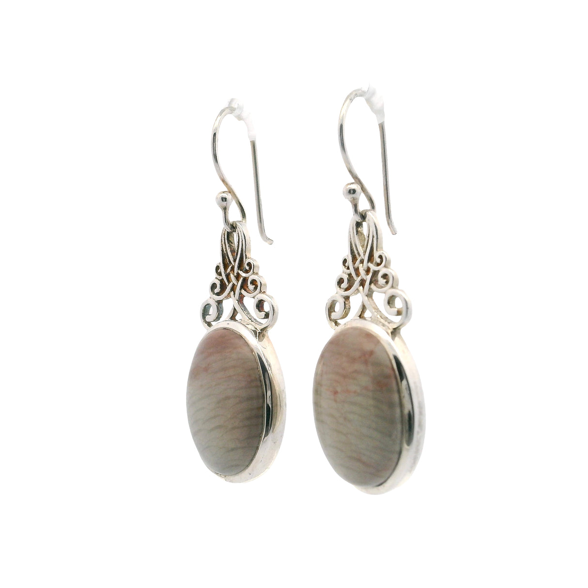 Willow Creek Jasper Earrings -Ovals With Scroll Top
