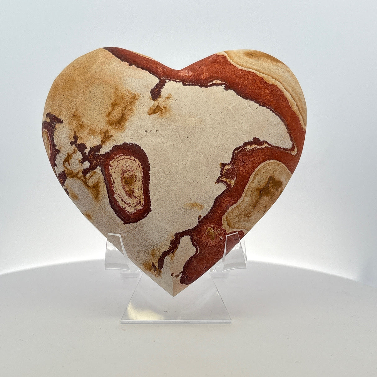 Wonderstone Heart on Lucite Stand - Cafe with Chocolate Fortified Banded Clevage