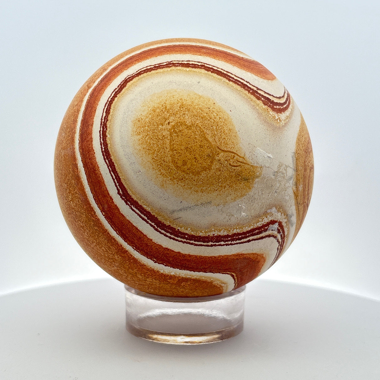 Wonderstone Sphere 3.75" on Lucite Stand - Dino Egg Bulls Eye