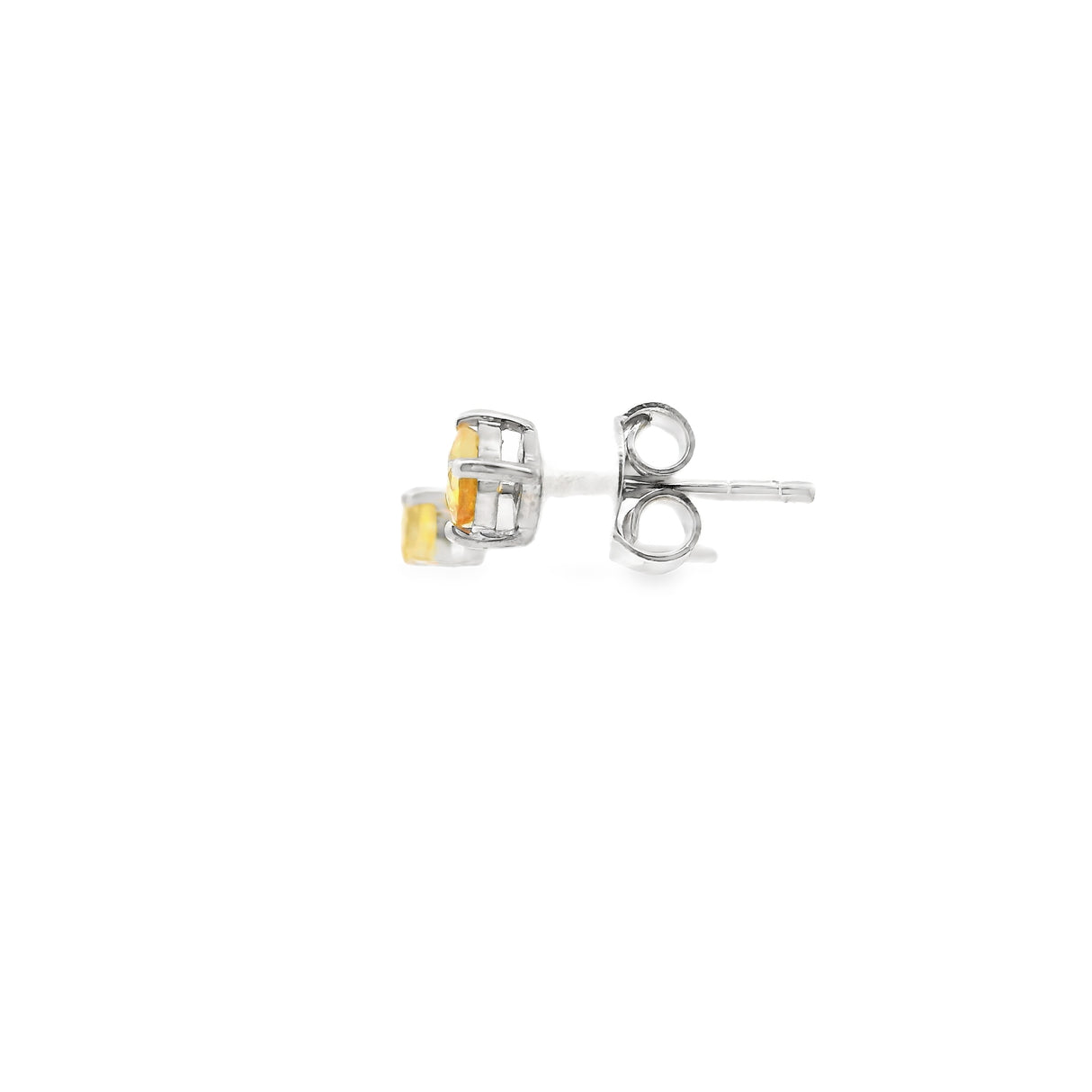Faceted Yellow Sapphire Stud Earrings - 3mm Round Prong Set with 925 Sterling Silver