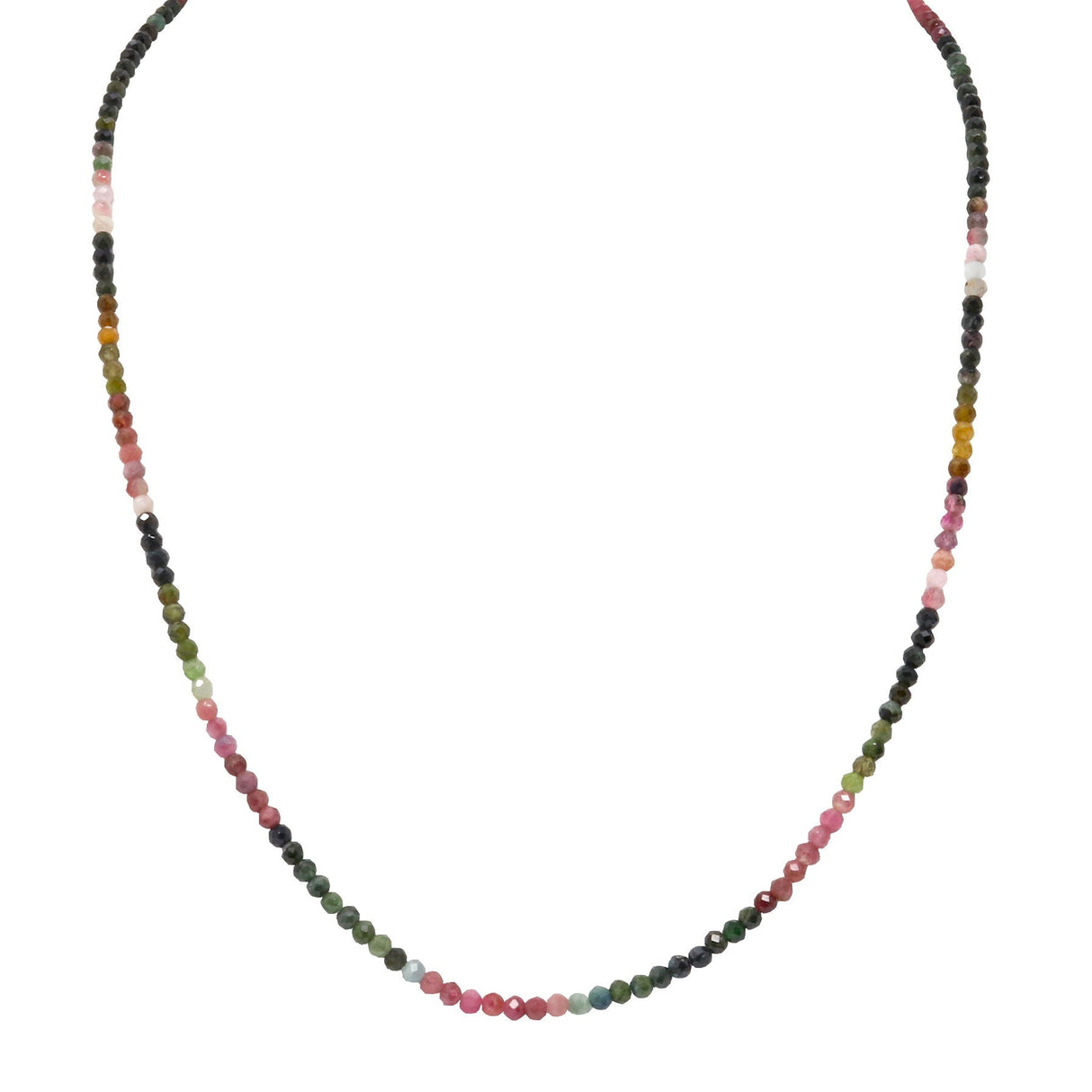 Multi-color Tourmaline Beaded Necklace - Single Strand 2mm