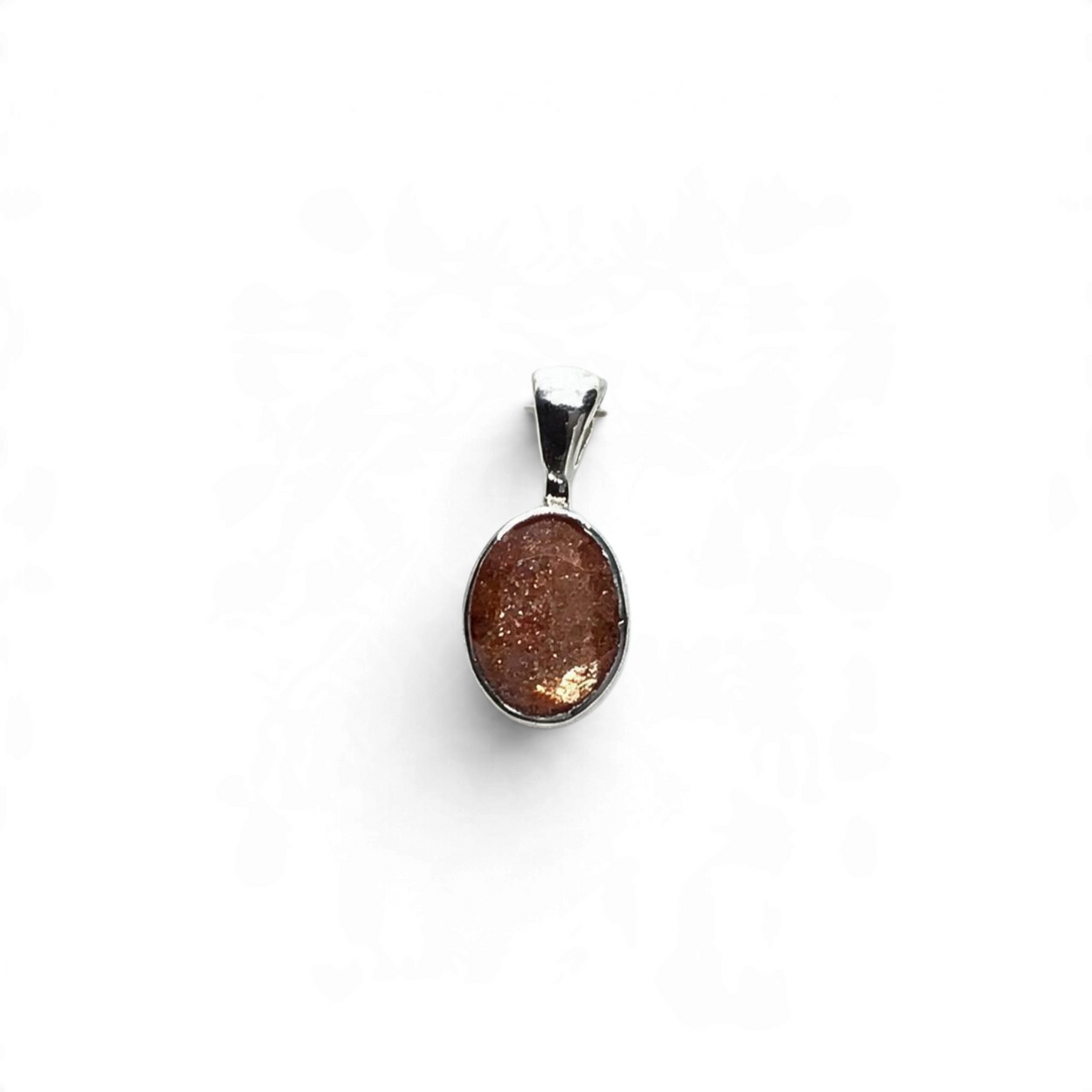Rare Earth Gallery faceted oval sunstone pendant in a simple 925 sterling silver bezel setting