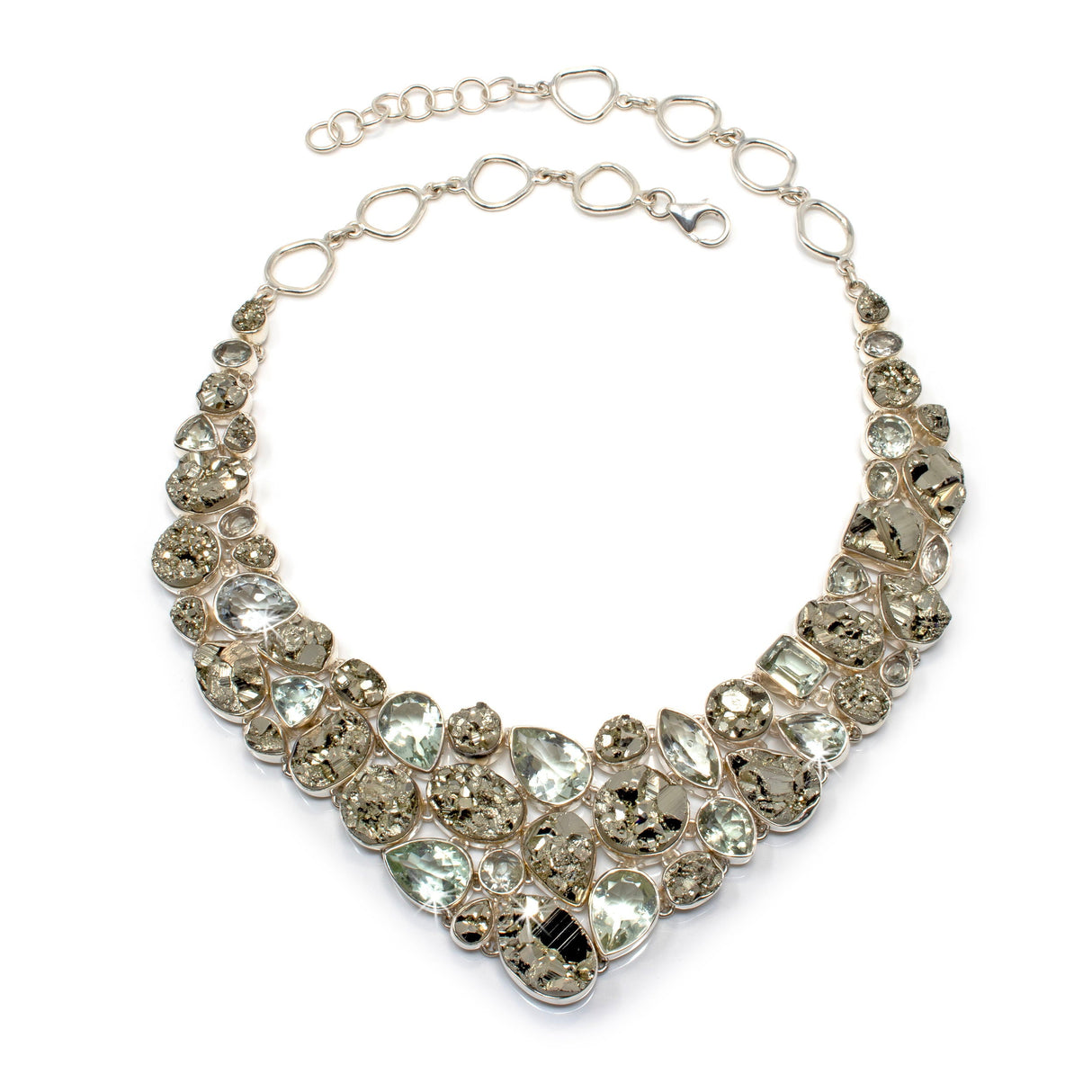 Peruvian Pyrite & Prasiolite Set - Necklace & Earrings