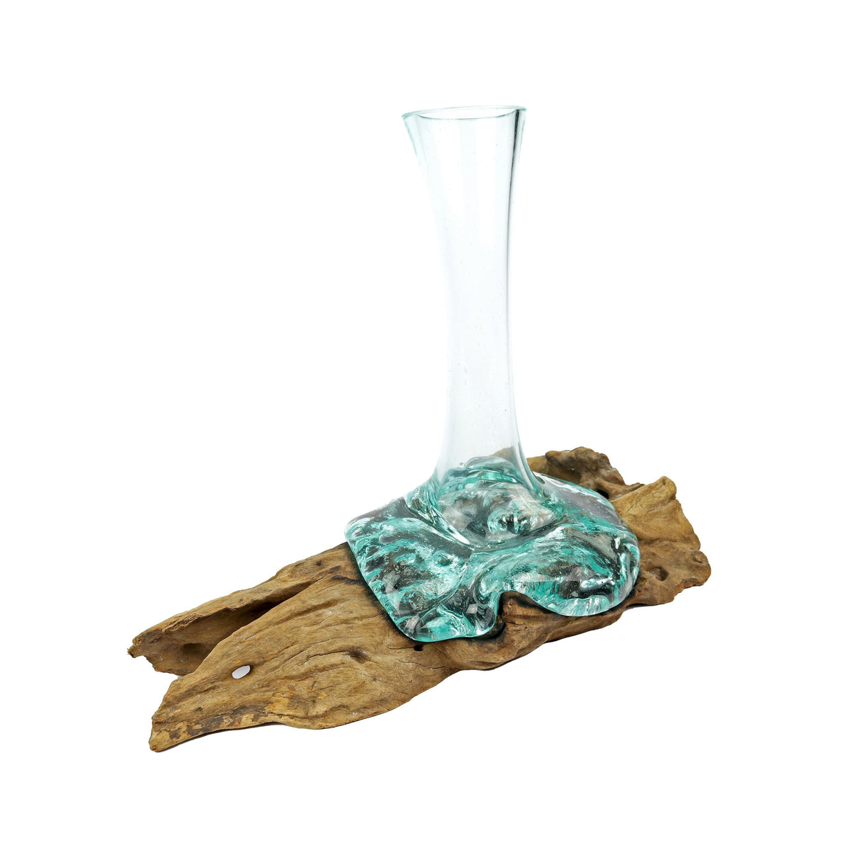 Glass Vase Melted Over Wood Log - Elongated