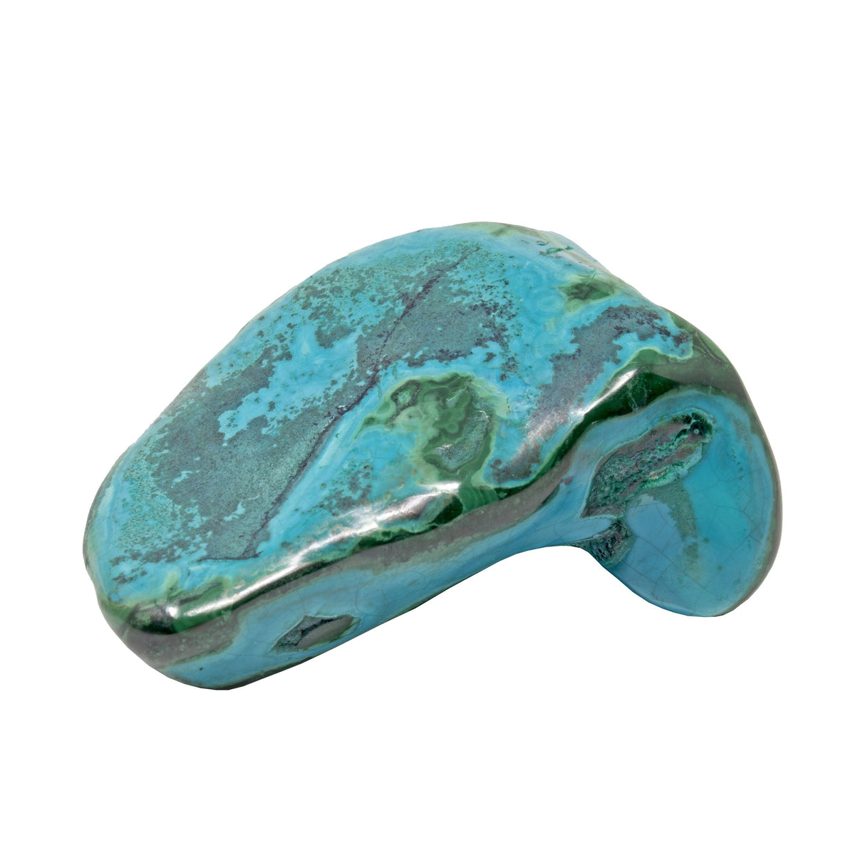 Chrysocolla Malachite Freeform Polished - Open Cavern in the Middle on Lucite Stand