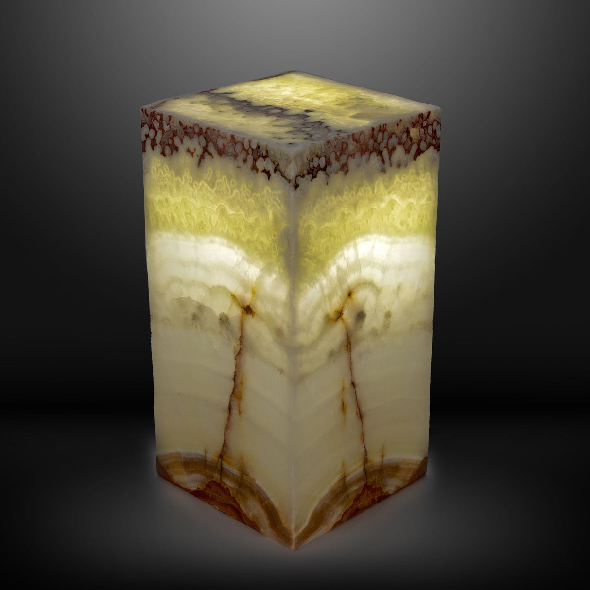 Green Talan Onyx Luminary Pedestal - Face Cut