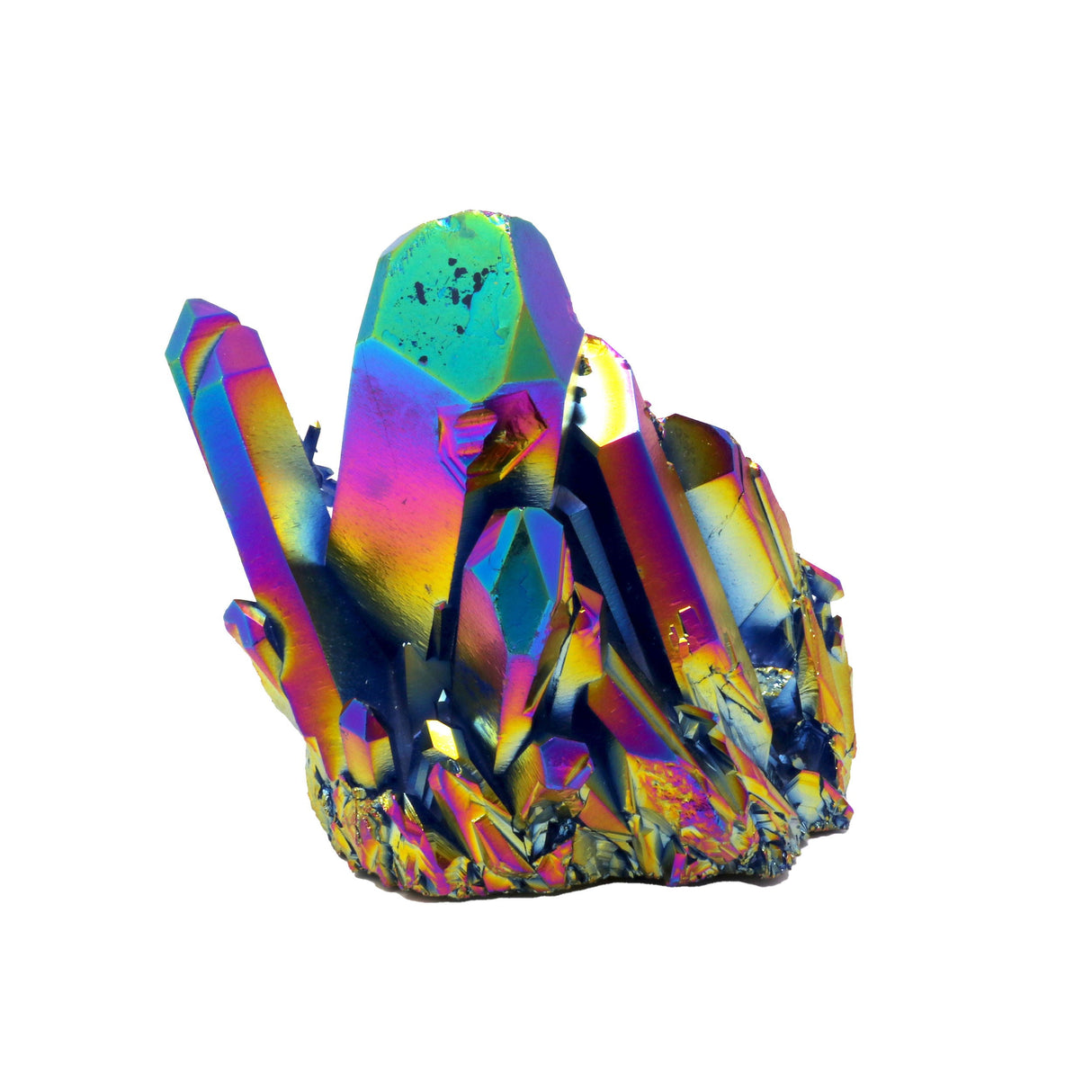 Rainbow Titanium Coated Quartz Cluster - Large Prominent Crystals