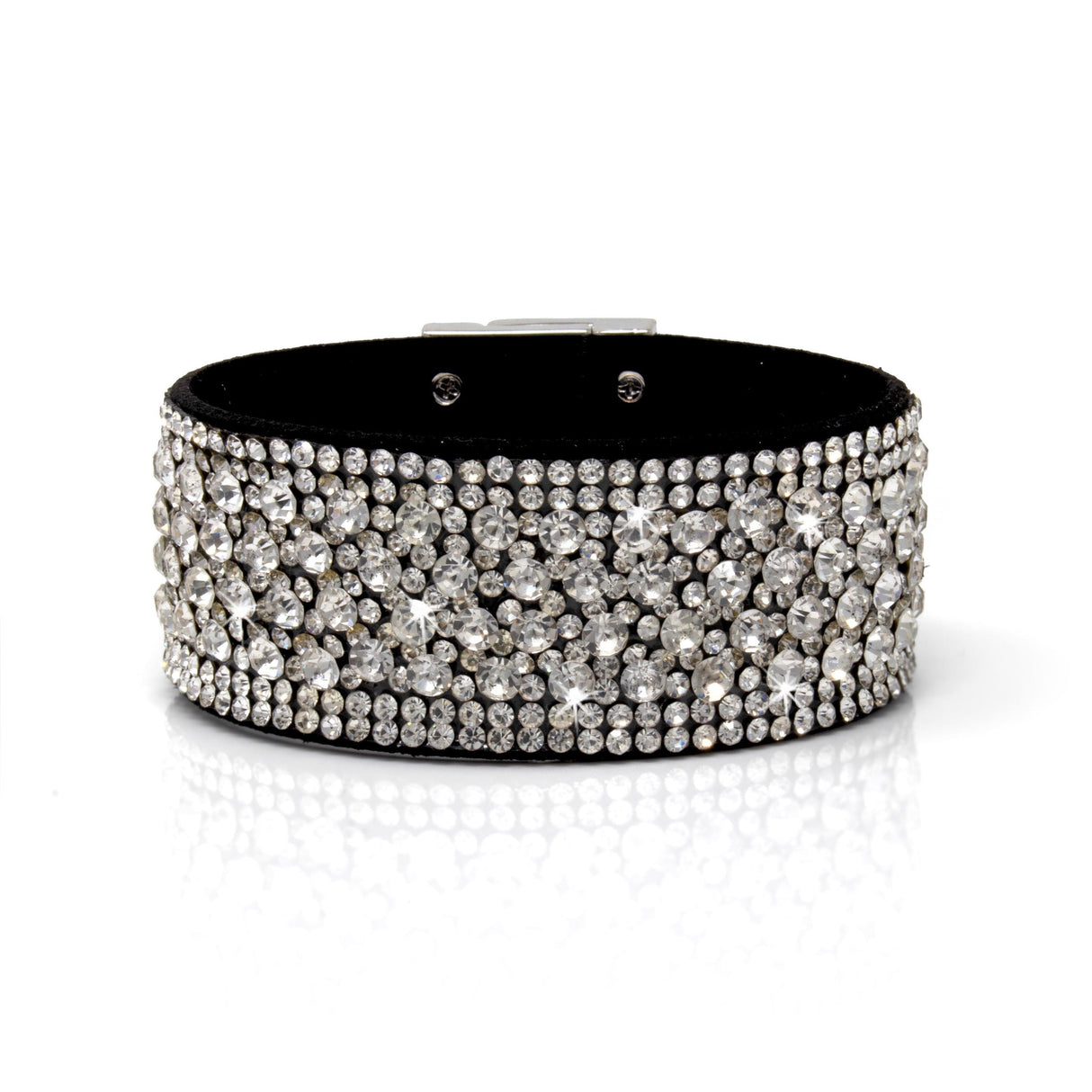 Narrow Crystal Wrap Bracelet - Black Iridescent with Magnetic Clasp