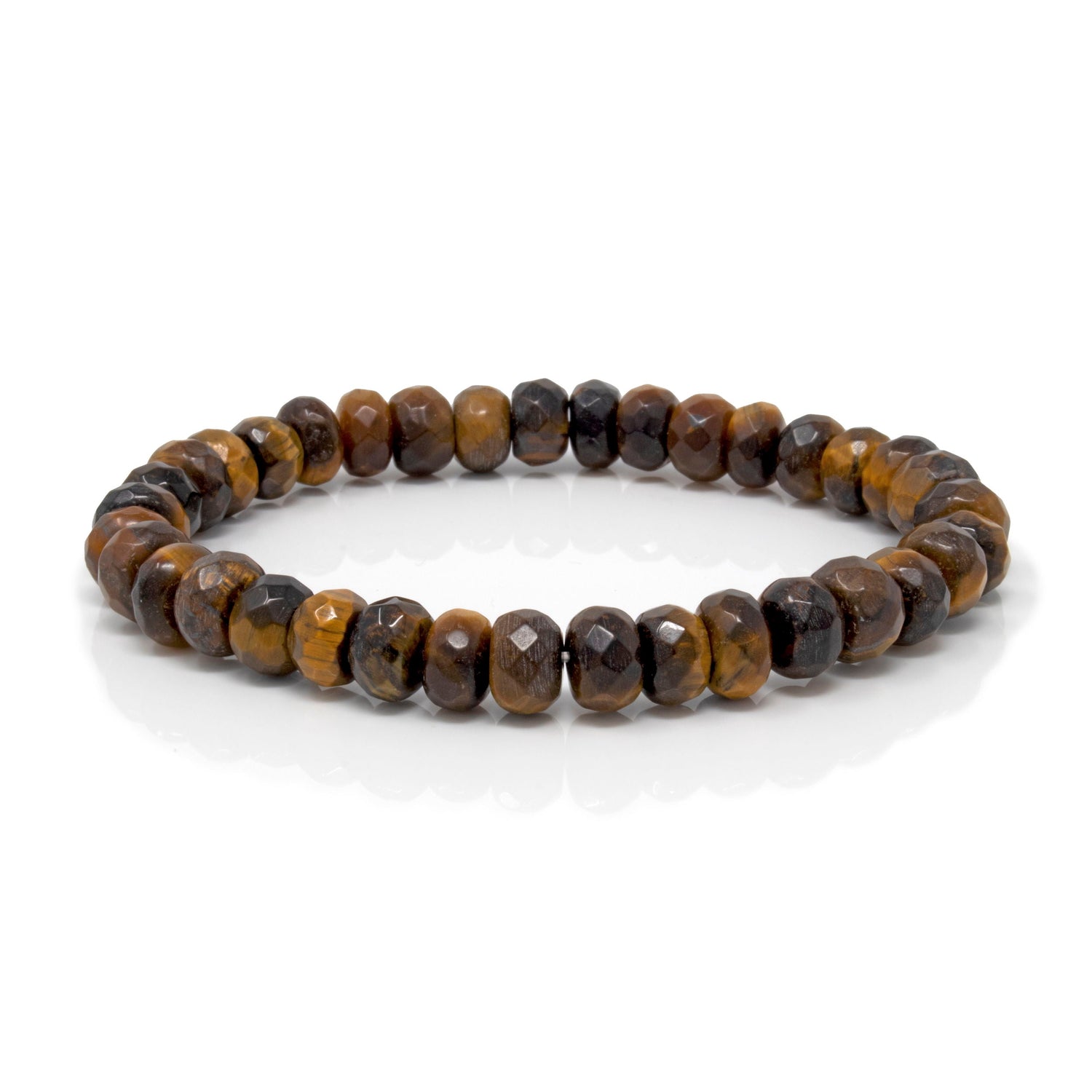 Tigers Eye Faceted Rondelle Beaded Bracelet 8mm