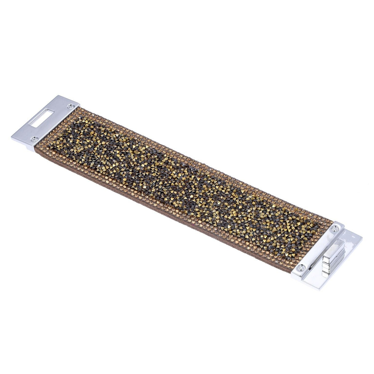 Wide Crystal Wrap Bracelet - Bronze with Magnetic Clasp