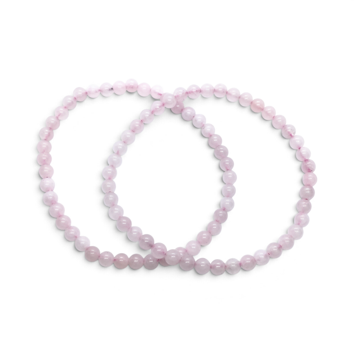 Rare Earth Gallery rose quartz 4mm round beaded bracelet featuring delicate pale pink natural gemstone beads.