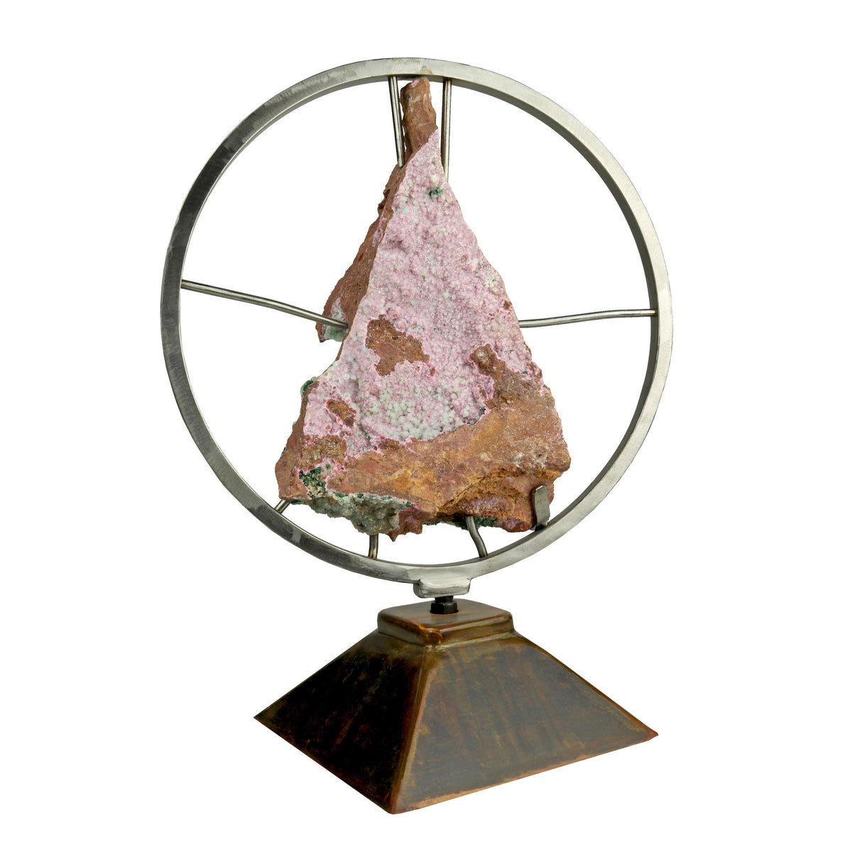 Malachite Druzy Specimen with Cobalto Calcite on Spinning Stand - From the Congo