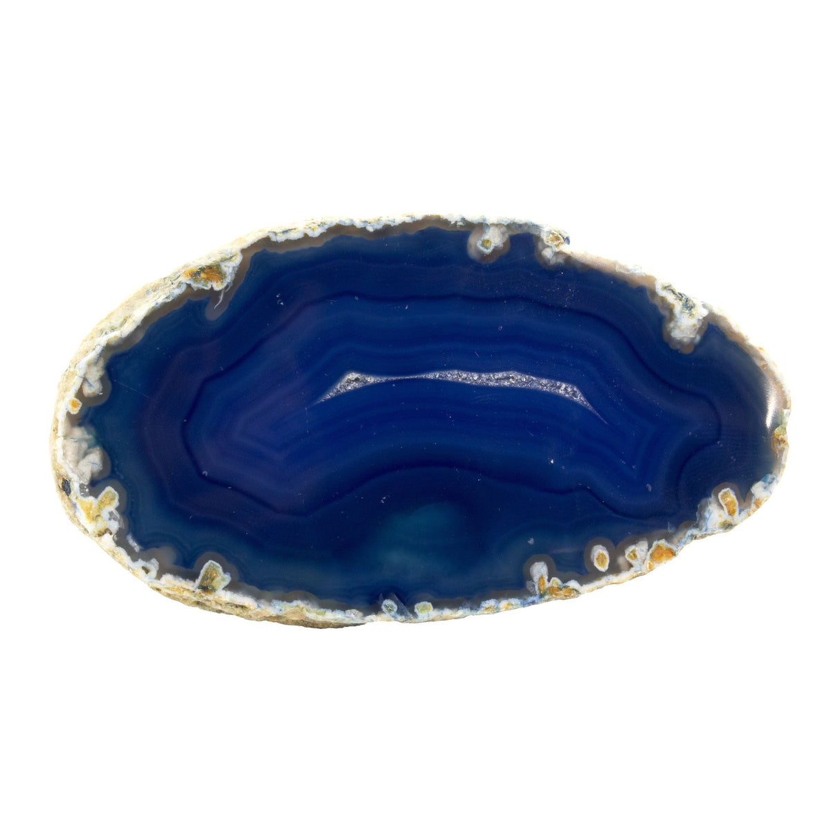 Blue Dyed Agate Slice - Medium with Lucite Prong Stand