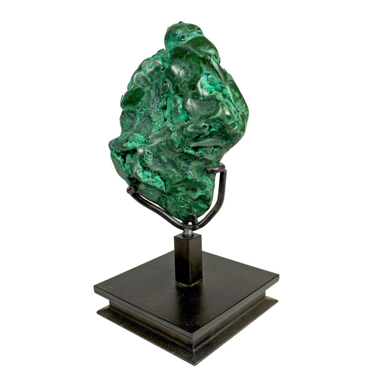 Chrysocolla Malachite on Custom Spinning Stand -Free form Polished with Dark Green Orbs