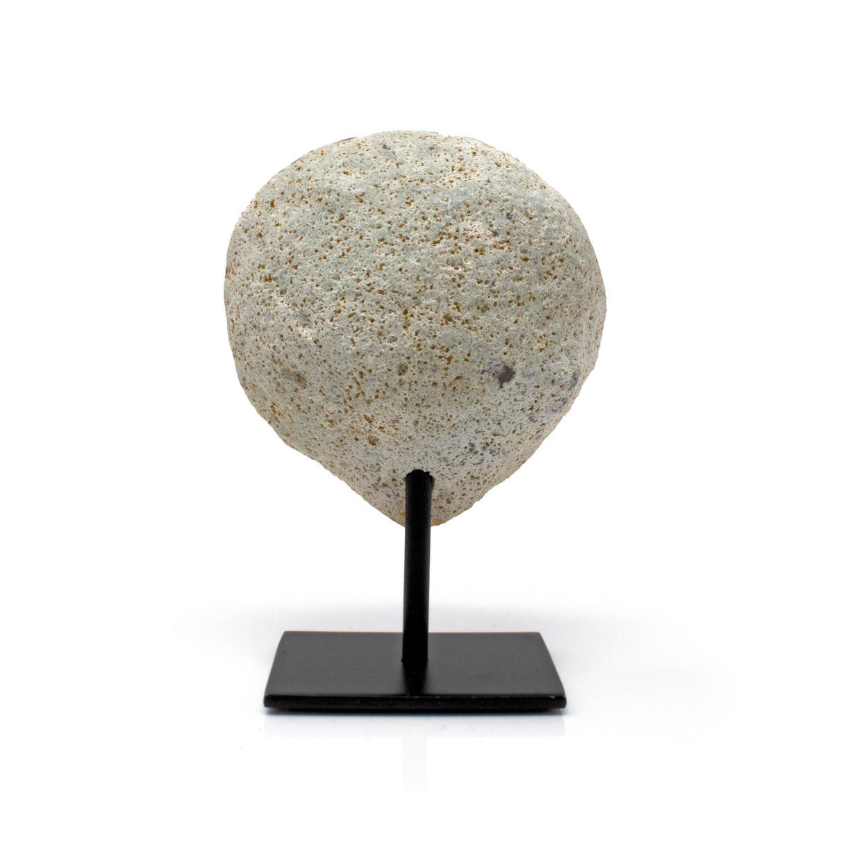 Druze Geode on Post Stand - Grayish Blue Quartz with White Druze Center