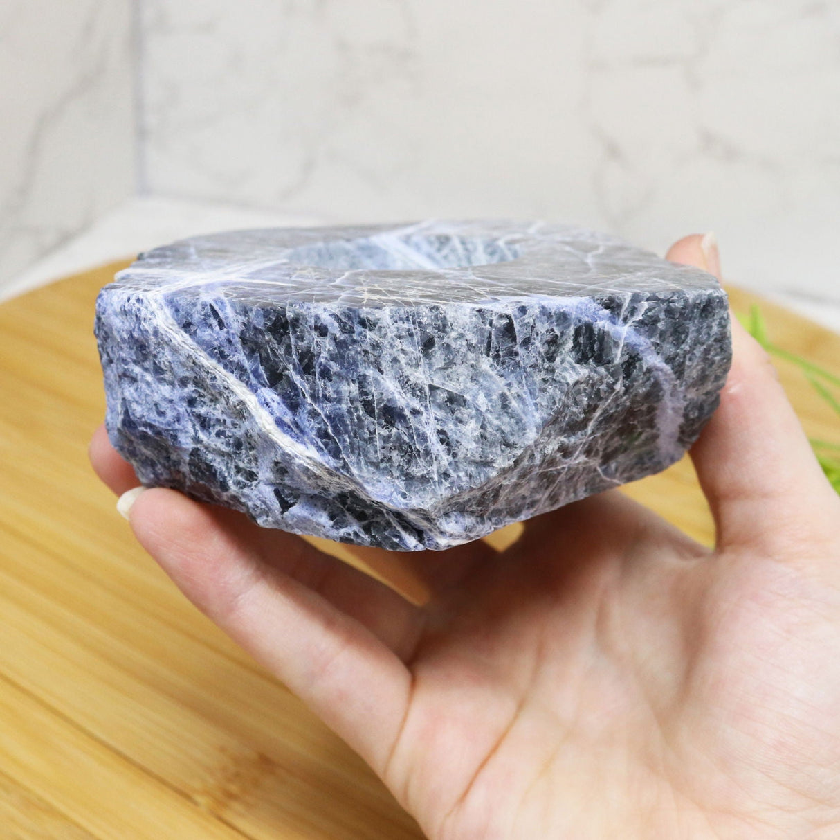 Sodalite Candle Holder - Polished Top