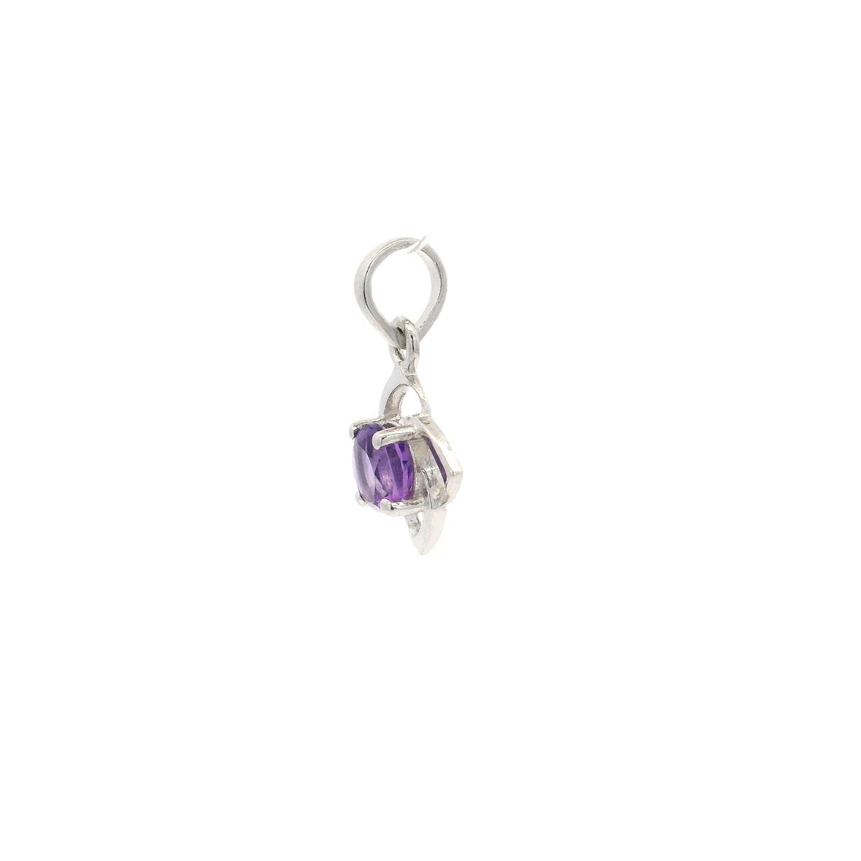 Faceted Amethyst Pendant - 5mm Round Prong Set in Celtic Flower