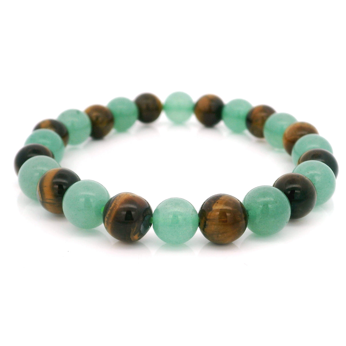 Aventurine & Tigers Eye Beaded Bracelet - 8mm Round