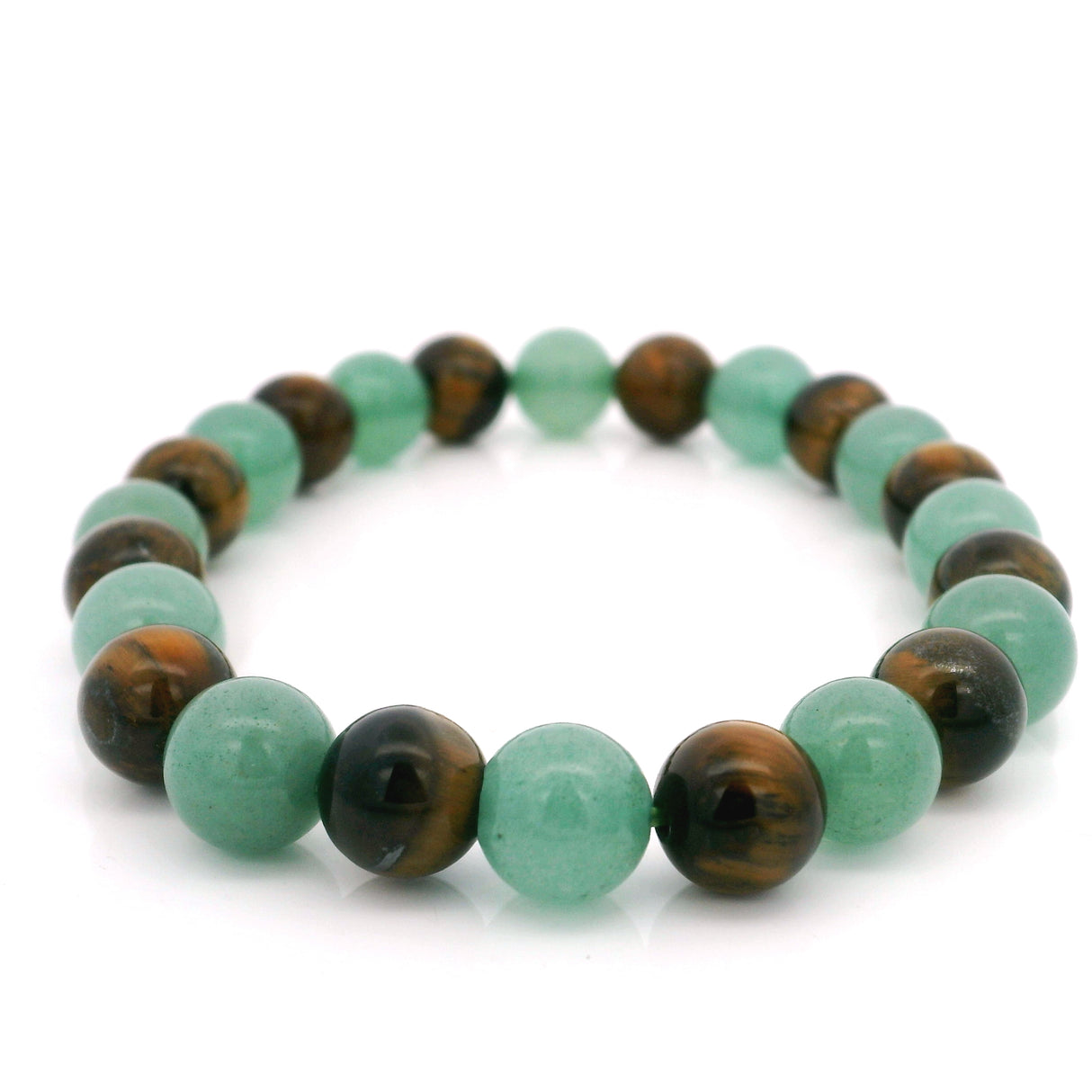 Aventurine & Tigers Eye Beaded Bracelet - 8mm Round