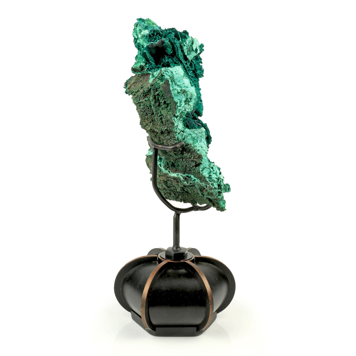 Chrysocolla Malachite Specimen with Porous Formation on Custom Pumpkin Stand