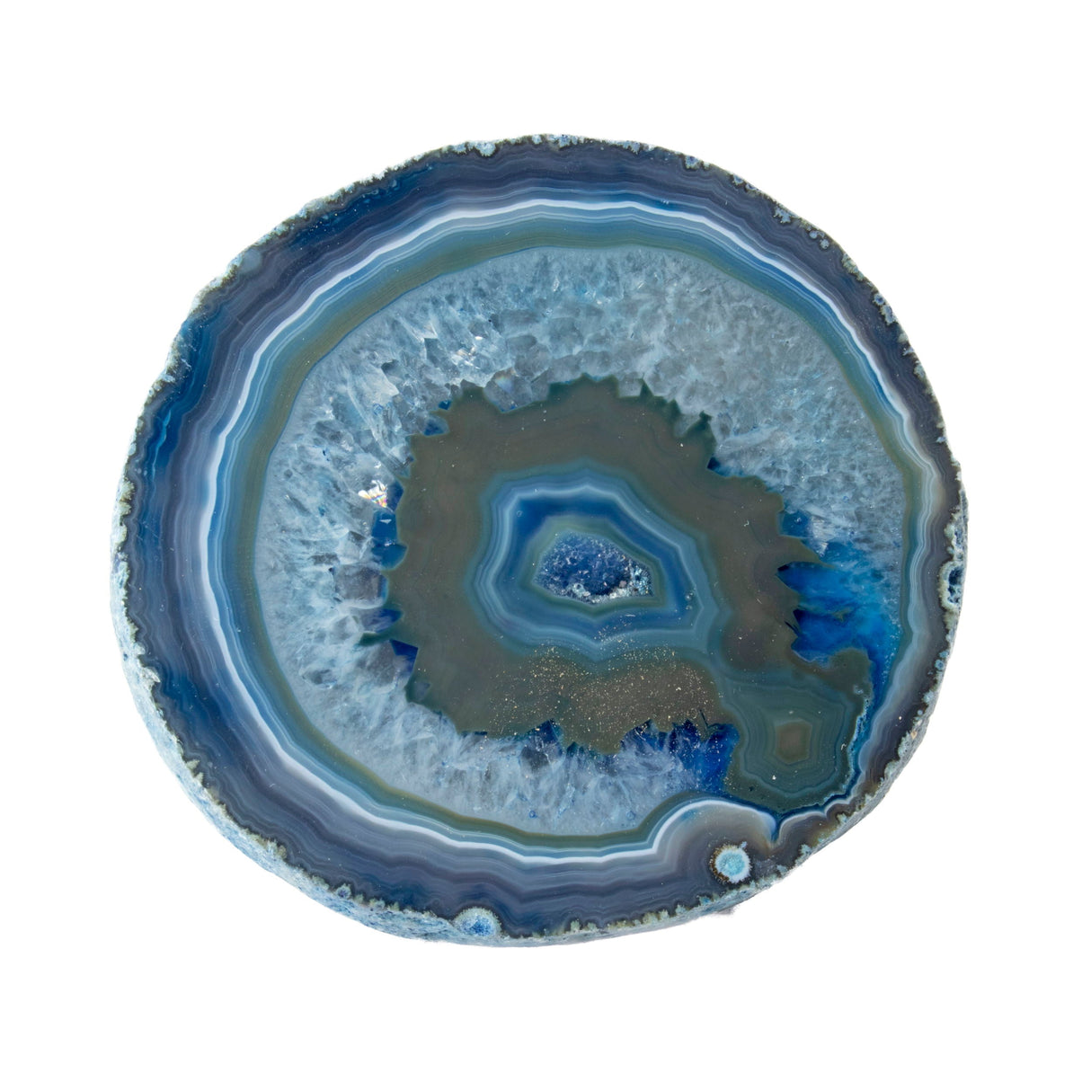 Blue Dyed Agate Slice with Lucite Prong Stand