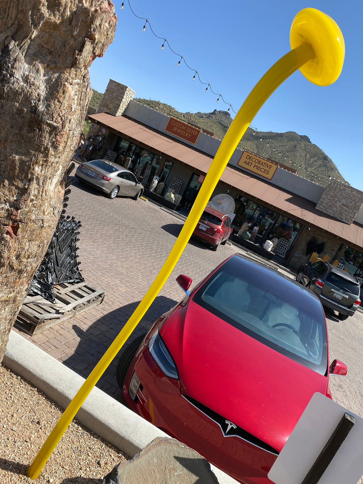 Outdoor Blown Glass Mushroom - Yellow
