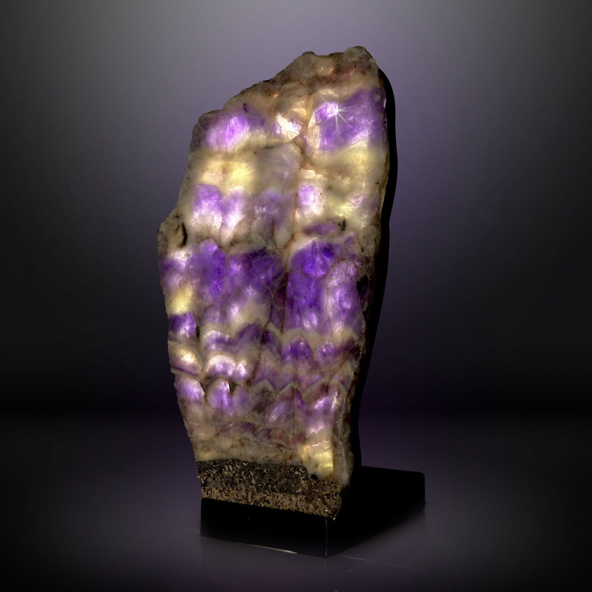 Chevron Amethyst Slice Table Lamp Pair- Horizontal Banding