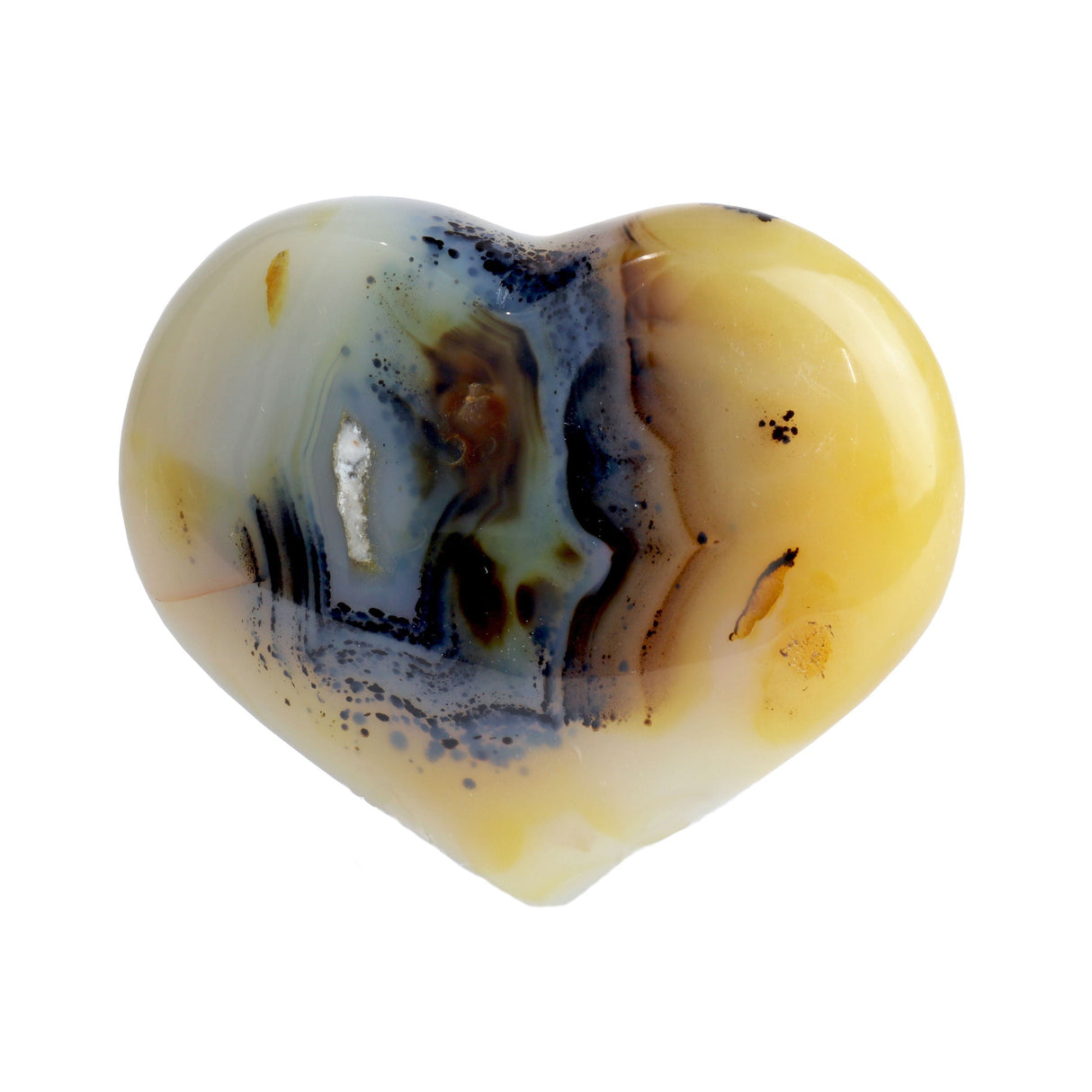 Dendritic Agate Heart with Dark Center