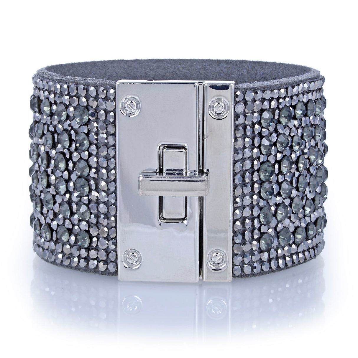 Wide Crystal Wrap Bracelet - Green with Magnetic Clasp