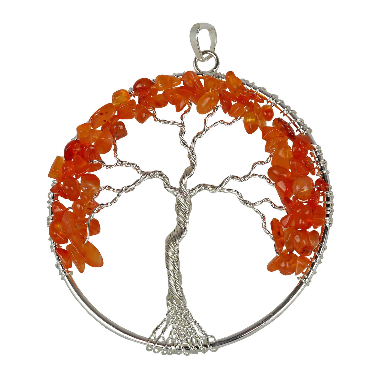 Carnelian Wire Wrapped Tree of Life Pendant - Sacred Geometry