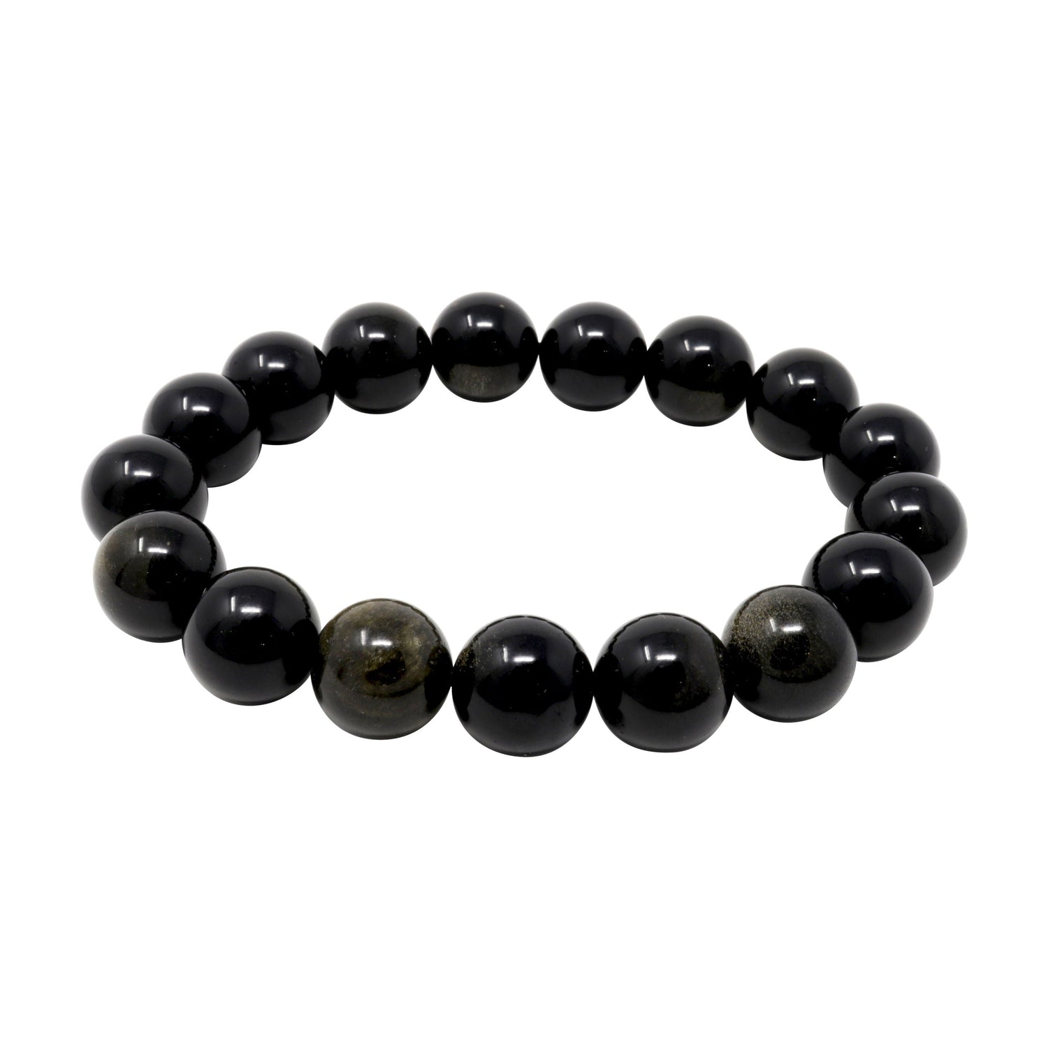 Gold Sheen Obsidian Beaded Bracelet 12mm