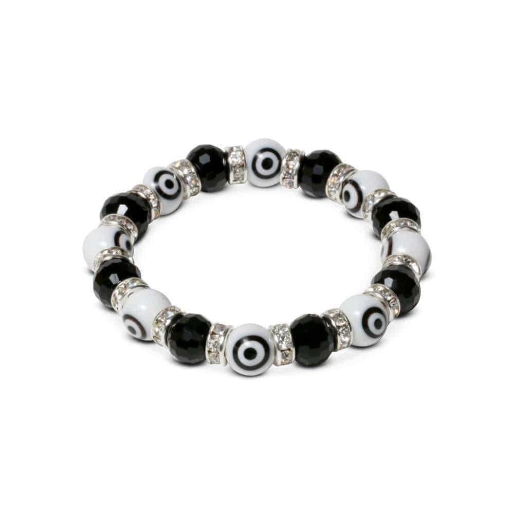 Crystal Bracelet - Black & White Evil Eye