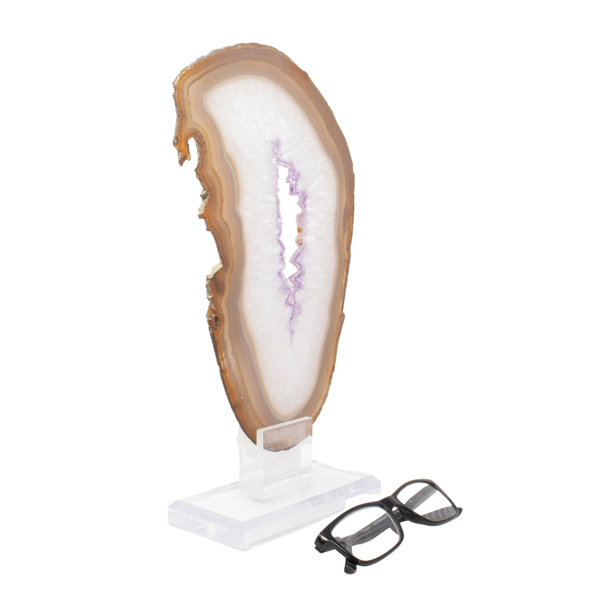 Amethyst & Carnelian Agate Slice on Acrylic Screw Stand