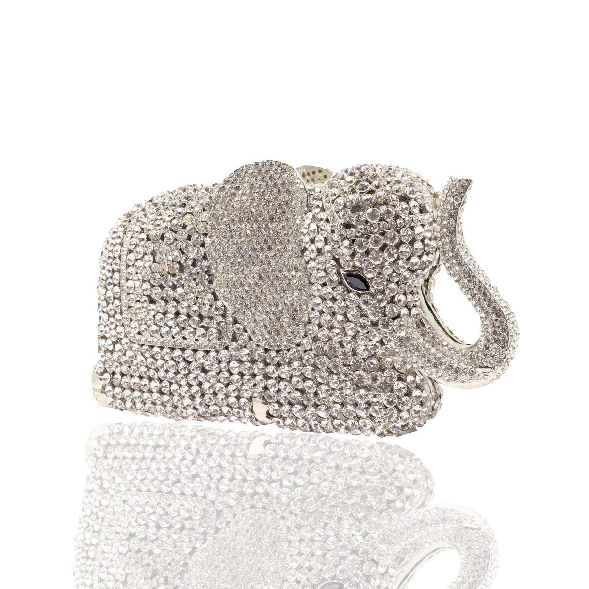 Clear Elephant Crystal Purse with Chain