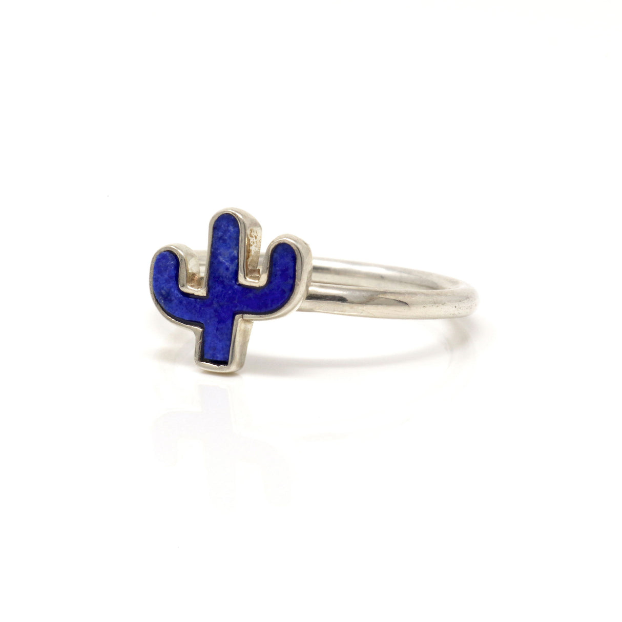 Lapis Lazuli Cactus Ring with Silver Bezel