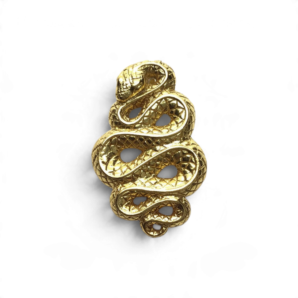 Rare Earth Gallery gold vermeil snake pendant featuring detailed scale texture on 925 sterling silver