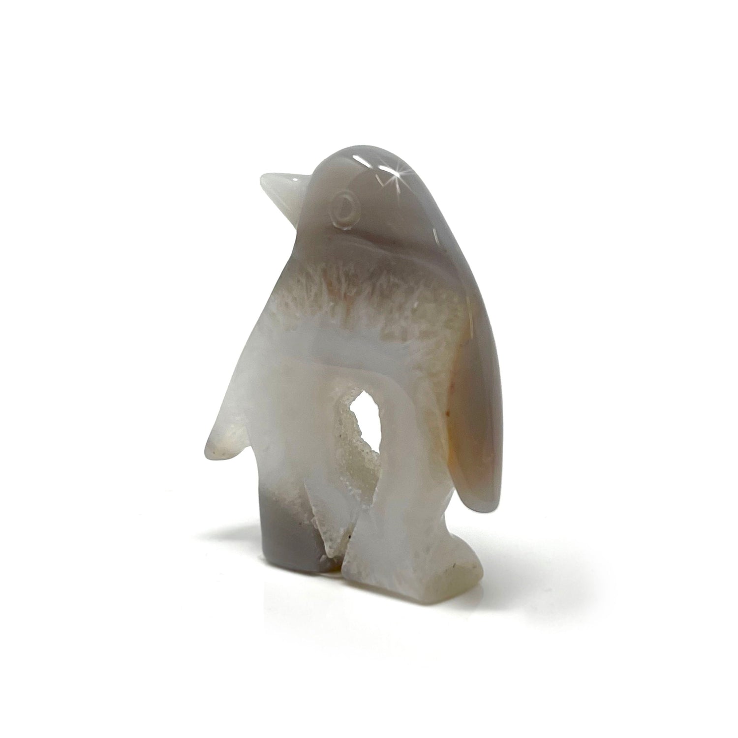 Agate Druze Geode Penguin Carving