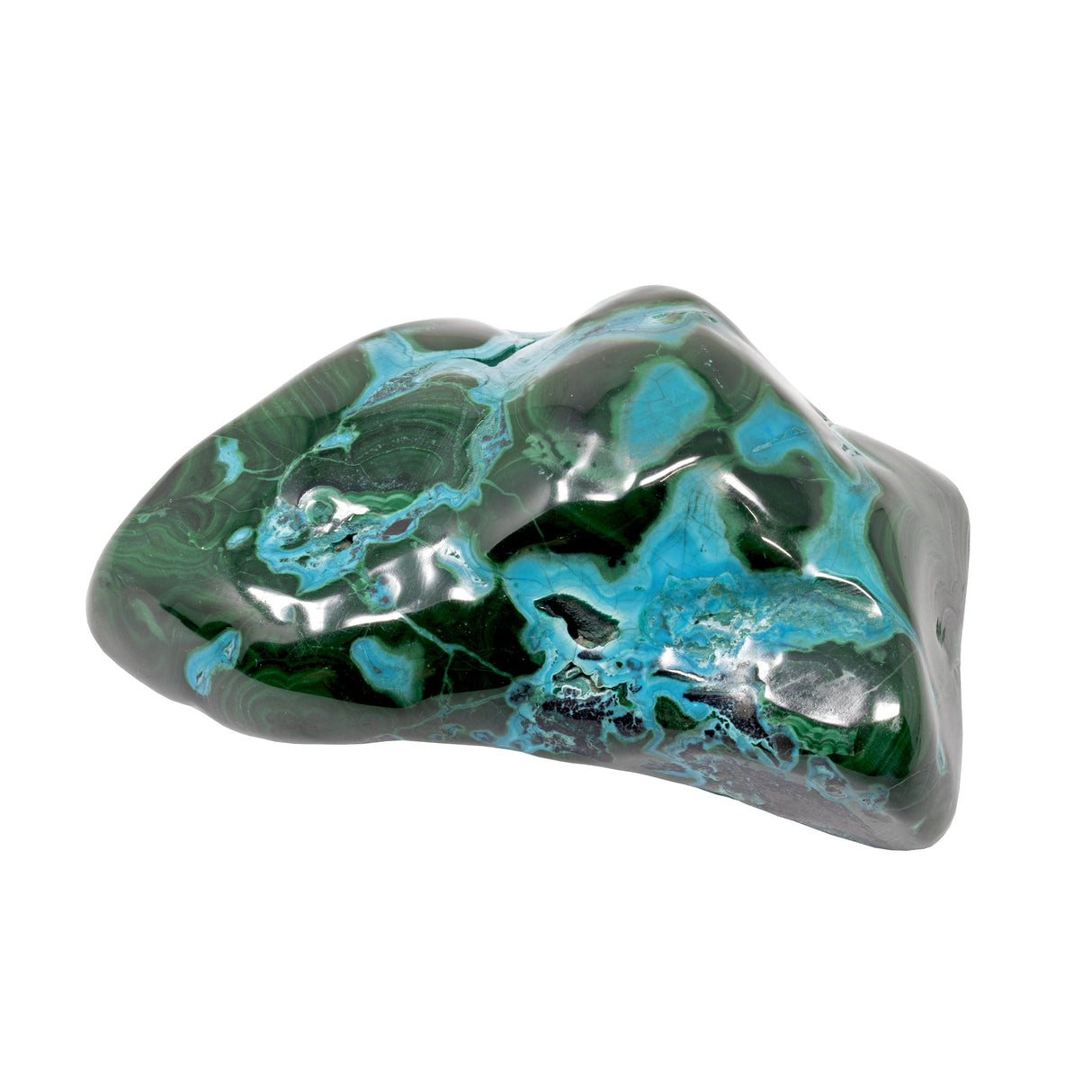 Chrysocolla Malachite Freeform Polished on Lucite Stand