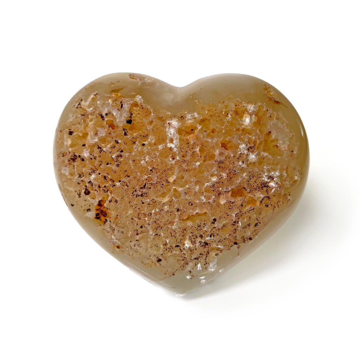 Agate Druze Heart on Lucite Stand