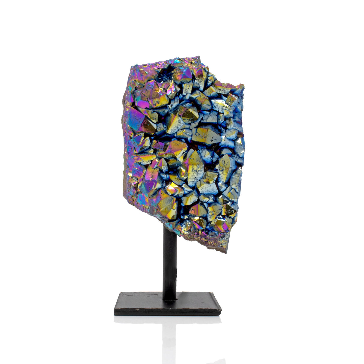 Rainbow Aura Coated Crystal Cluster on a Post Stand