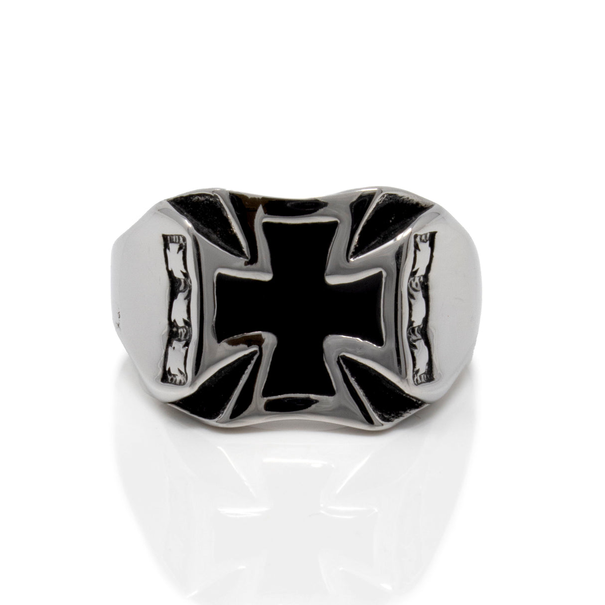 Stainless Steel 5-Point Maltese Cross Ring