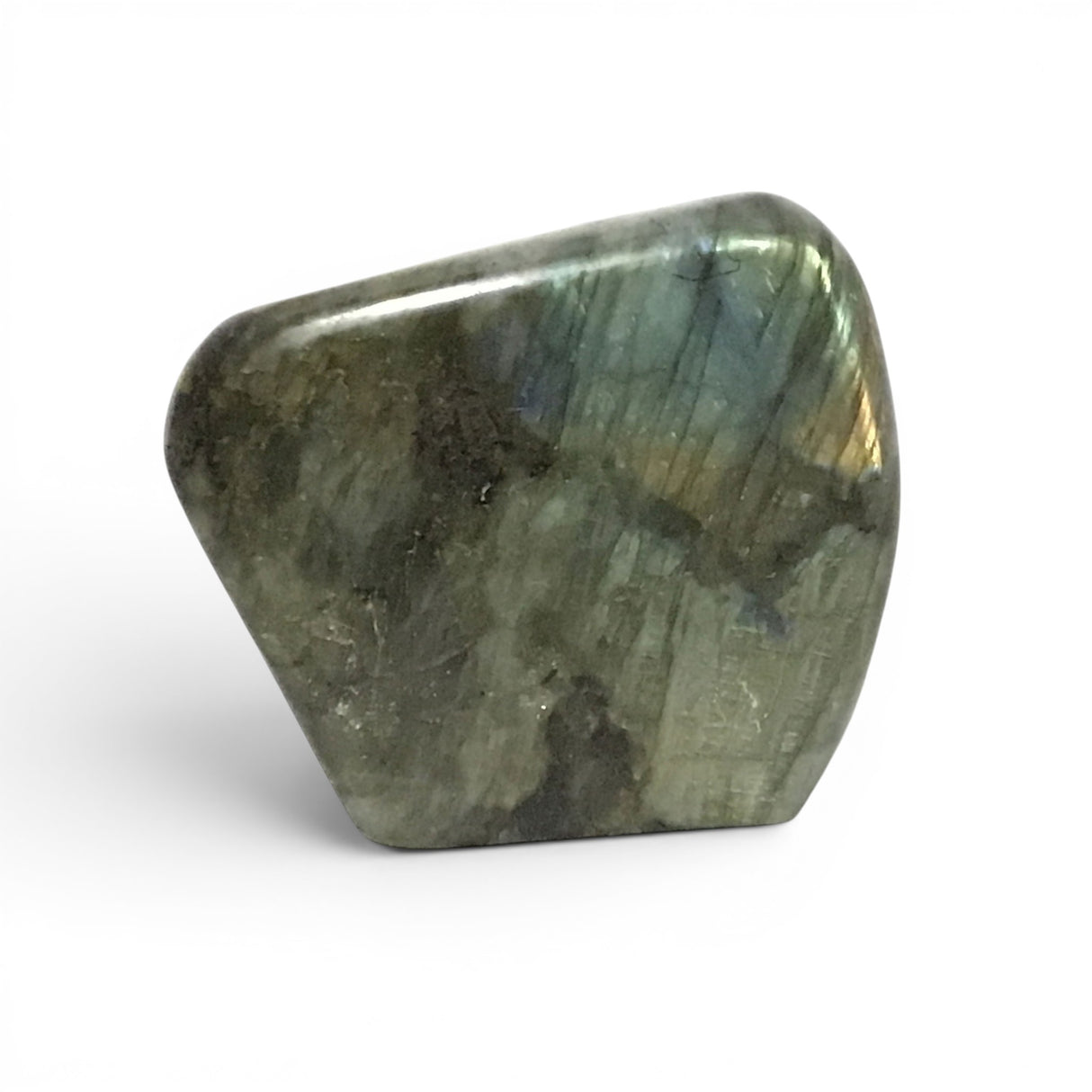 Labradorite forme libre polie avec base coupée de Madagascar