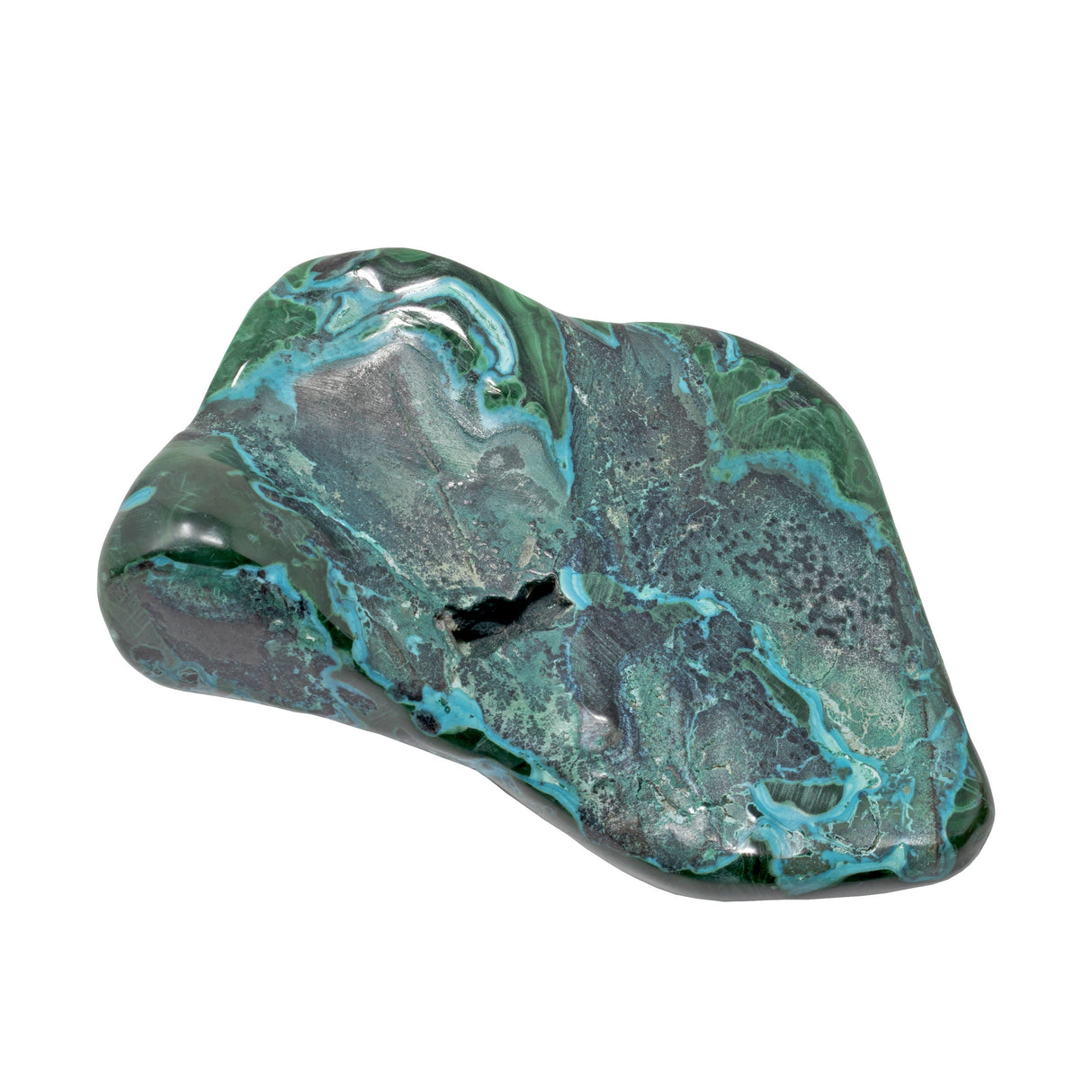 Chrysocolla Malachite Freeform Polished on Lucite Stand